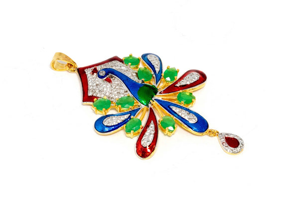 Colorful Peacock Necklace Pendant - Trendz & Traditionz Boutique