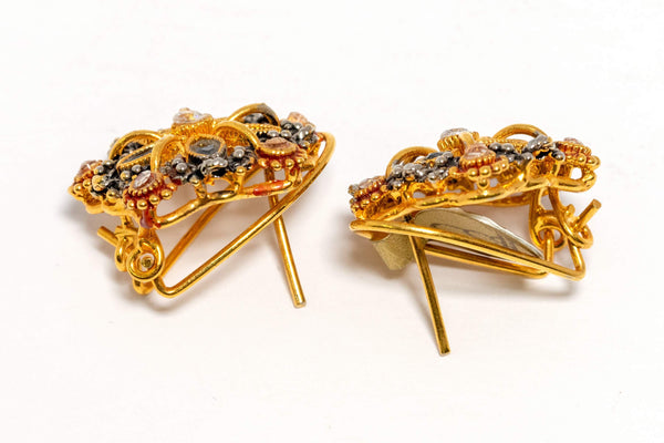 Black And Gold Stud Earrings