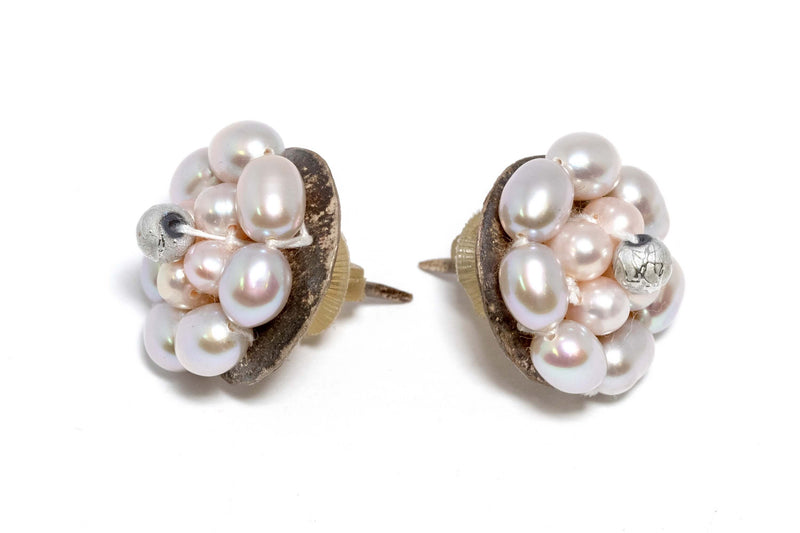 Flower Shaped Pink Pearl Stud Earrings  - Trendz & Traditionz Boutique 