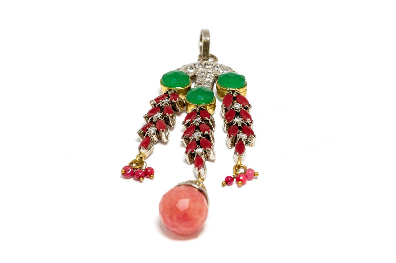 Indian Pendant With Synthetic Ruby and Emerald  - Trendz & Traditionz Boutique 