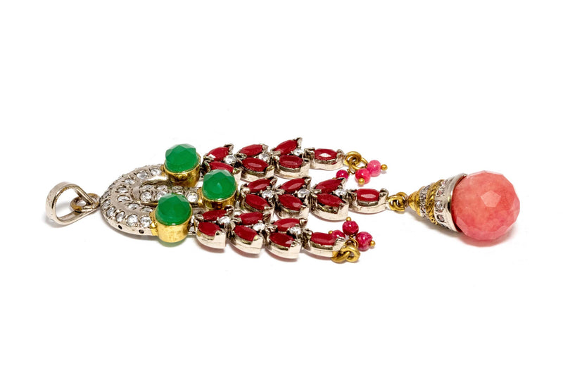 Indian Pendant With Synthetic Ruby and Emerald  - Trendz & Traditionz Boutique 