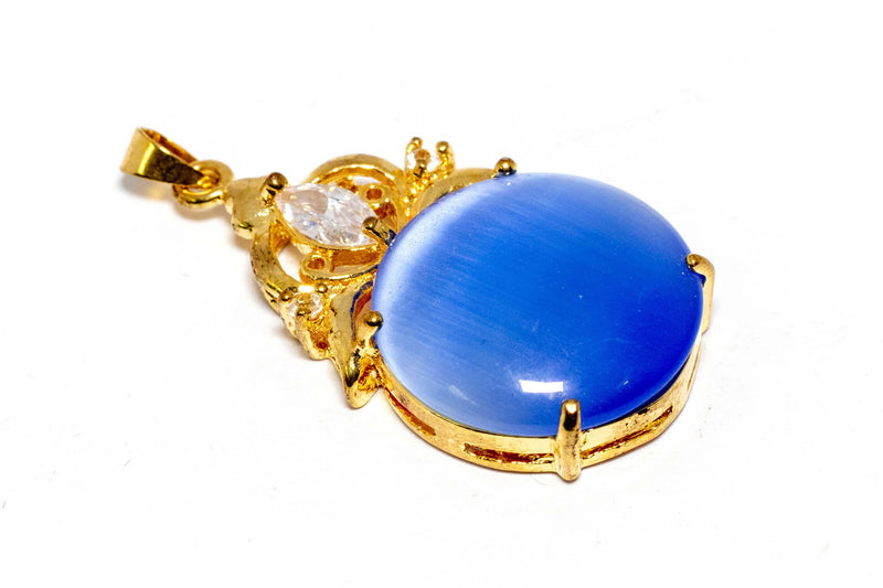 Golden Pendant with Blue Stone - Trendz & Traditionz Boutique