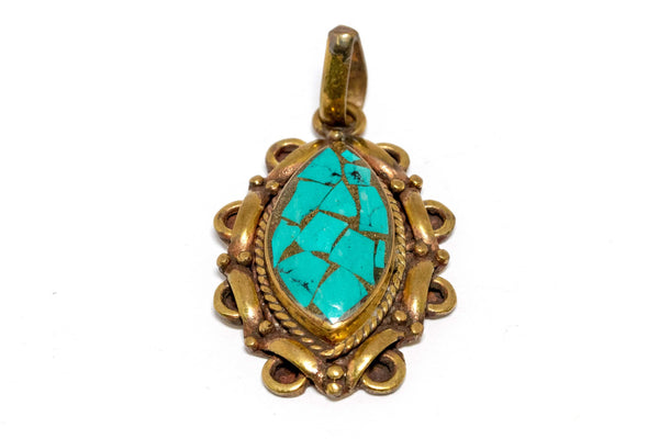 Gold and Blue Mosaic Pendant - Trendz & Traditionz Boutique