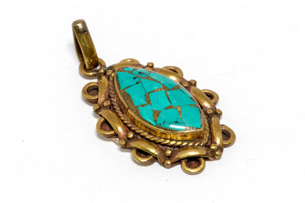 Gold and Blue Mosaic Pendant - Trendz & Traditionz Boutique