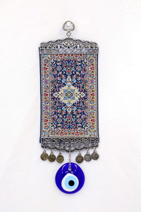 Blue & Gold Turkish Evil Eye Wall Rug - Trendz & Traditionz Boutique