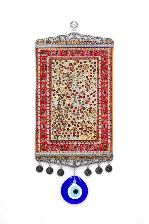 Red & Orange Turkish Evil Eye Wall Rug - South Asian Fashion & Unique Home Decor