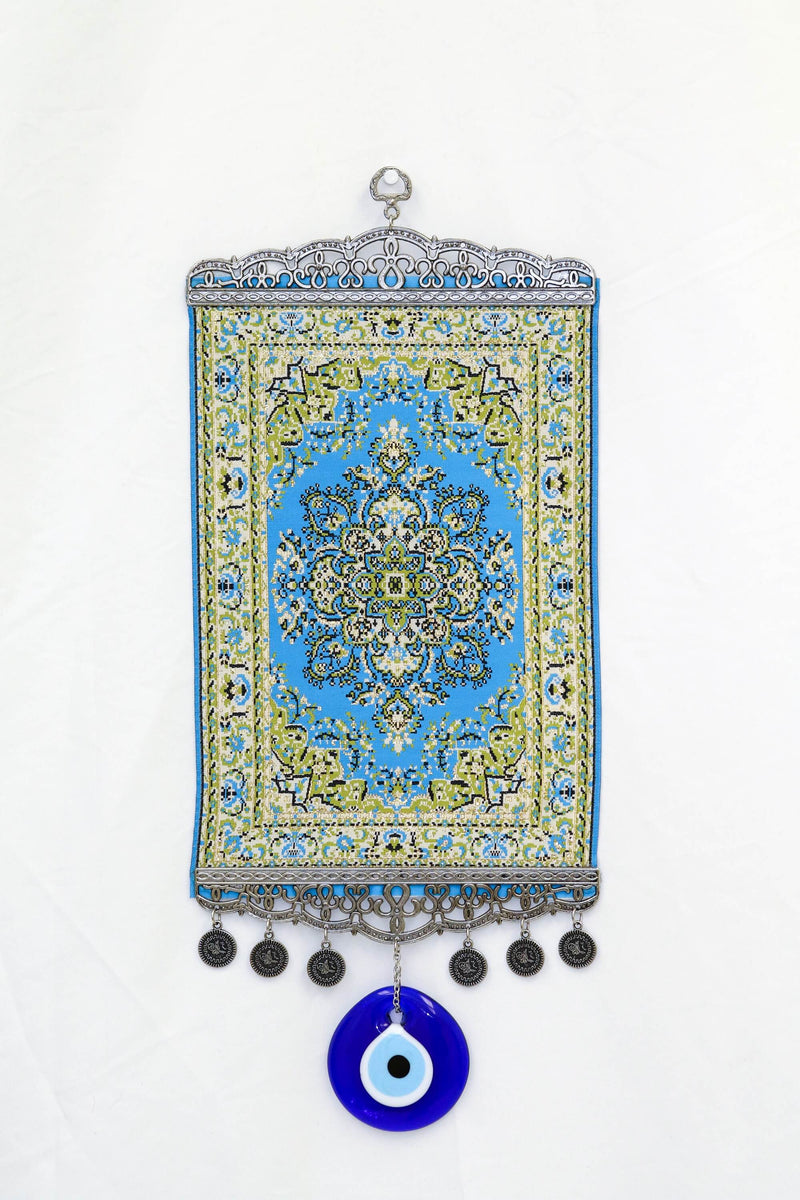 Blue & Green Turkish Evil Eye Wall Rug - Trendz & Traditionz Boutique