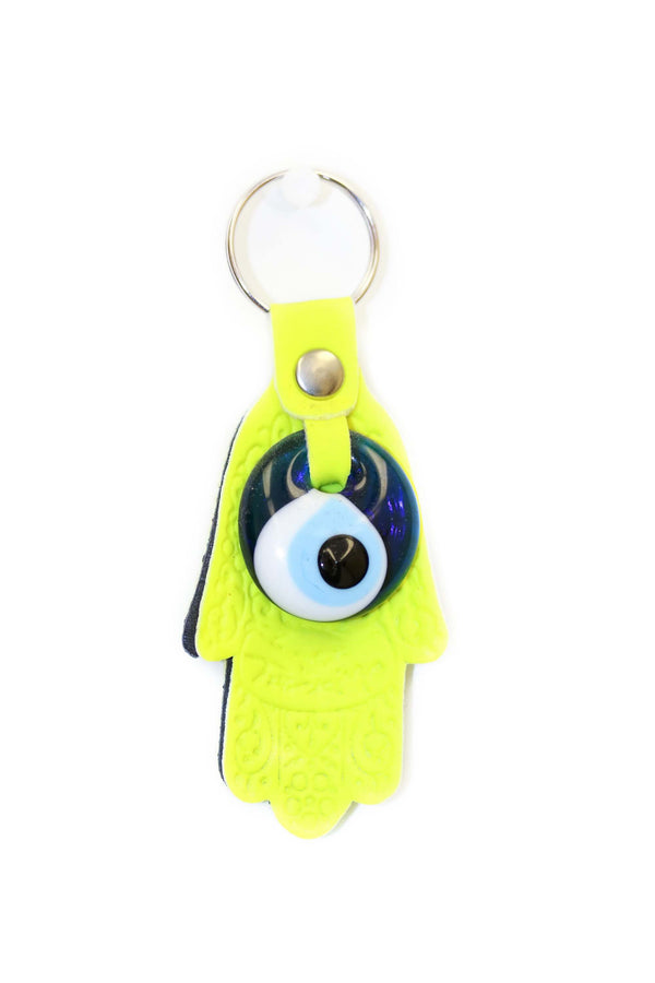Neon Yellow Turkish Evil Eye Key Chain - Trendz & Traditionz Boutique