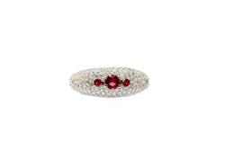 Silver Ring With White & Maroon Crystals - Trendz & Traditionz Boutique 