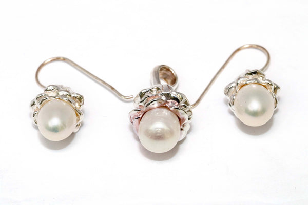 White Pendant and Earring Set - South Asian Fashion & Unique Home Decor