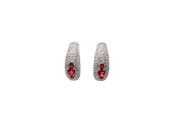 Crystal Earrings & Pendant With Ruby Red Stones - Trendz & Traditionz Boutique 