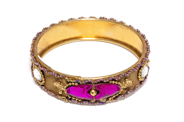 Magenta Stone Copper Bangle - Bracelet - South Asian Jewelry and Accessories