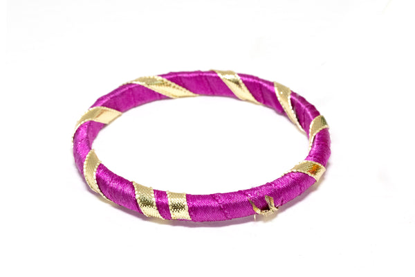 Magenta & Gold Ribbon Bangle - Bracelet - South Asian Jewelry and Accessories