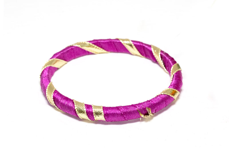 Magenta & Gold Ribbon Bangle - Bracelet - South Asian Jewelry and Accessories