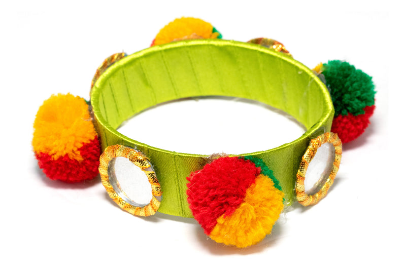 Lime-green Bracelet with Pom-poms  - South Asian Fashion & Unique Home Decor