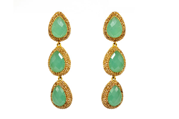 Jade Green Turkish Silver - Dangle Earrings - South Asian Jewelry