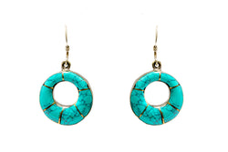 Turquoise Dangle Earrings - Circle - South Asian Jewelry