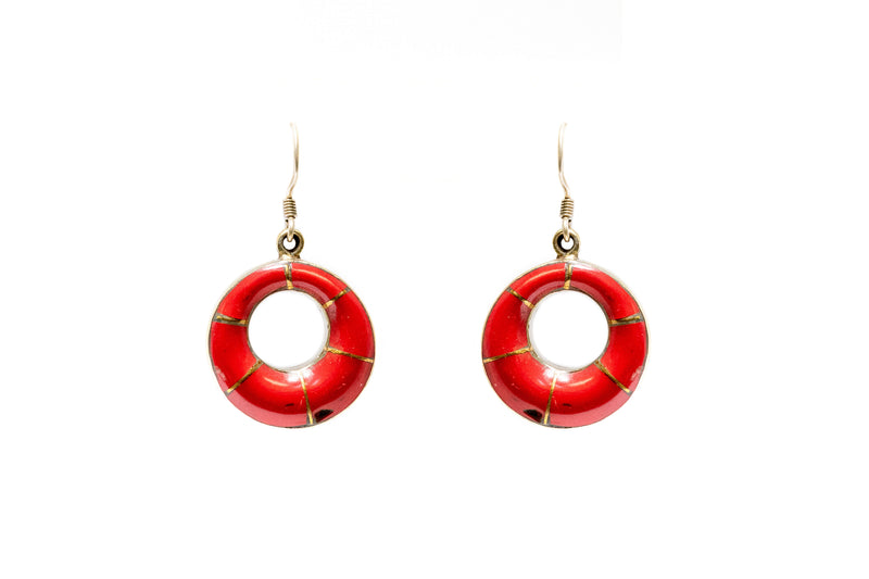 Red Stone Hoop Earrings - Traditional & Fine South Asian Jewelry
