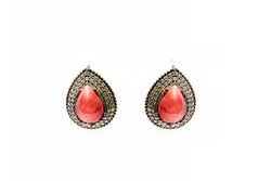 Silver Earrings with Pink Stone - Tradition Jewelry and Home Decor