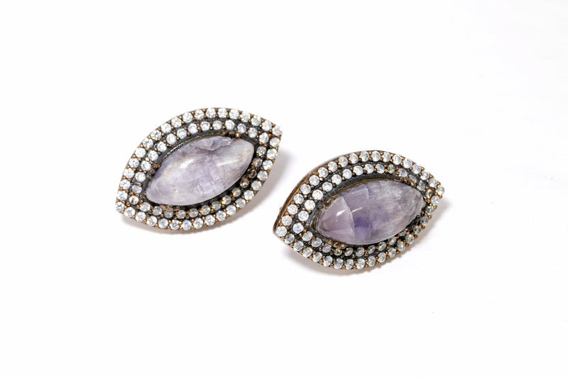 Turkish Silver - Cloudy Grey Stud Earrings - Fine South Asian Jewelry