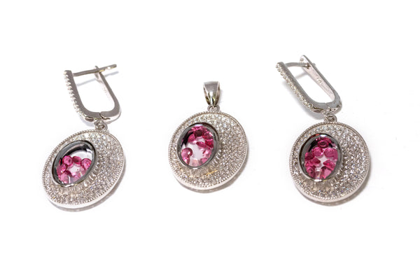 Silver Jewelry Set With Red Rubies - South Asian Jewelry & Accessories