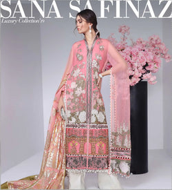 Pink Satin & Net Salwar Kameez-Suit - Sana Safinaz - Trendz & Traditionz Boutique 