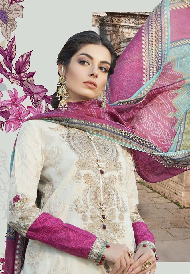 Maria b. Summer 2019 Cotton-Lawn Beige Embroidery Suit- Trendz & Traditionz Boutique 
