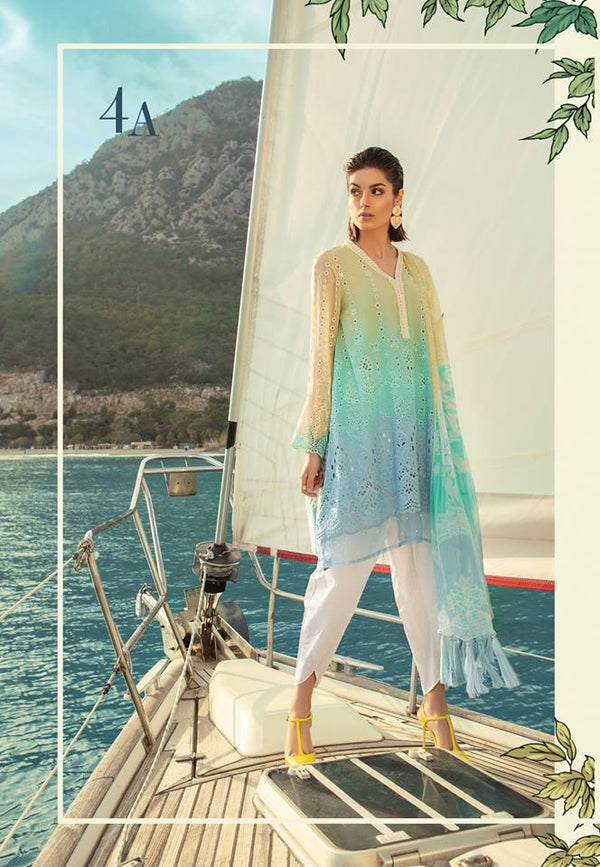 Maria b. Summer 2019 Cotton-Lawn Yellow-Blue Embroidery Suit. - Trendz & Traditionz Boutique 