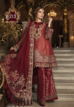 Maria B. Wedding Collection - Deep Red Colored with Gold Embroidery - Trendz and Traditionz Boutique