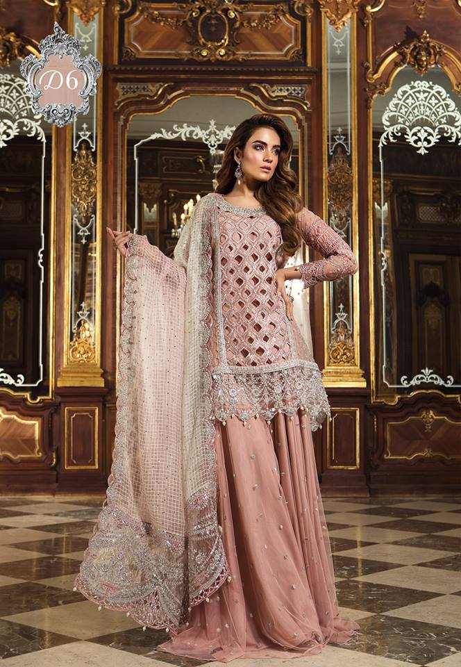 Maria B. Wedding Collection- Light Pink Colored with Silver Accents and Embroidery - Trendz and Traditionz Boutique