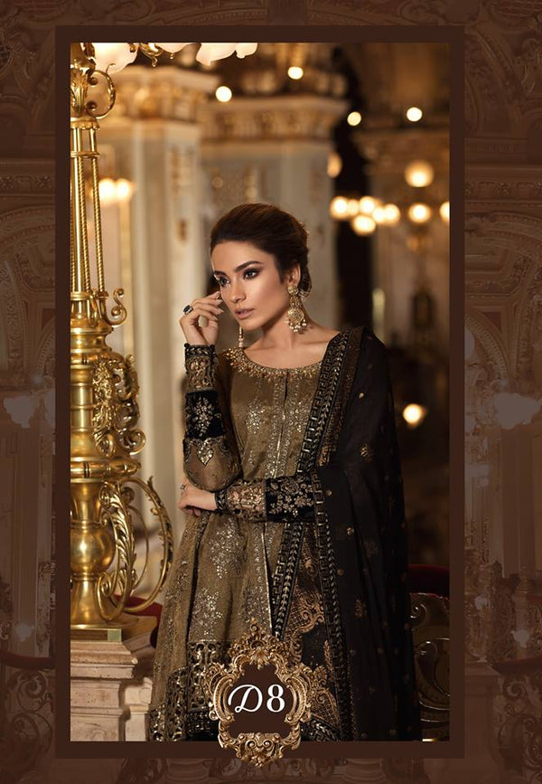 Maria B. Wedding Collection - Brown Colored With Embroidery-Trendz and Traditionz Boutique