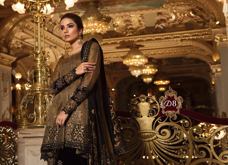 Maria B. Wedding Collection - Brown Colored With Embroidery-Trendz and Traditionz Boutique