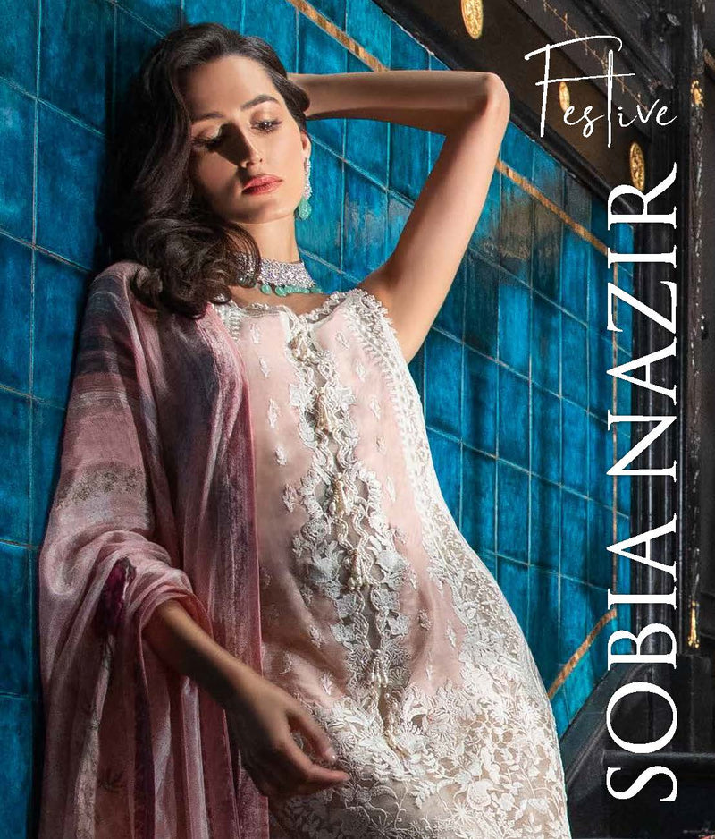 Pink Net Salwar Kameez-Suit - Sobia Nazir  - Trendz & Traditionz Boutique 