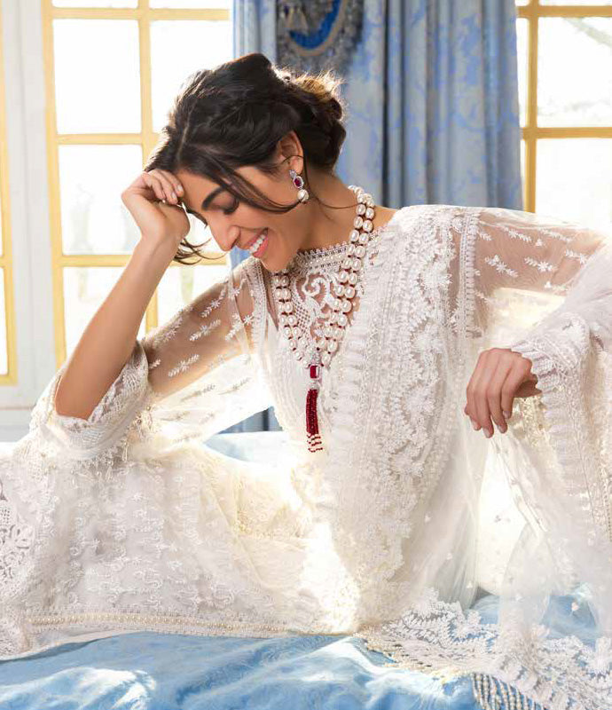 White Salwar Kameez - Suit Sobia Nazir Lawn 2019 - Trendz & Traditionz Boutique 