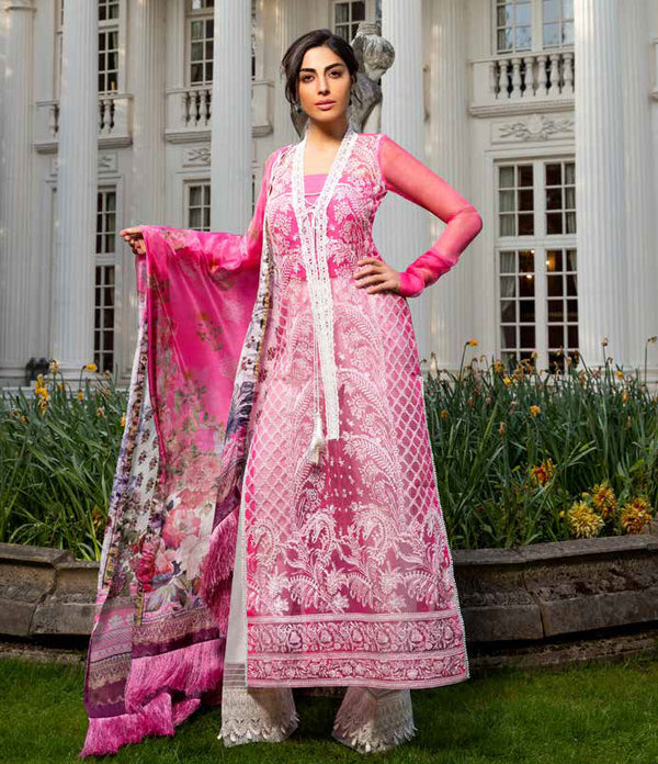 Pink Net Salwar Kameez-Suit - Sobia Nazir Lawn 2019 - Trendz & Traditionz Boutique 