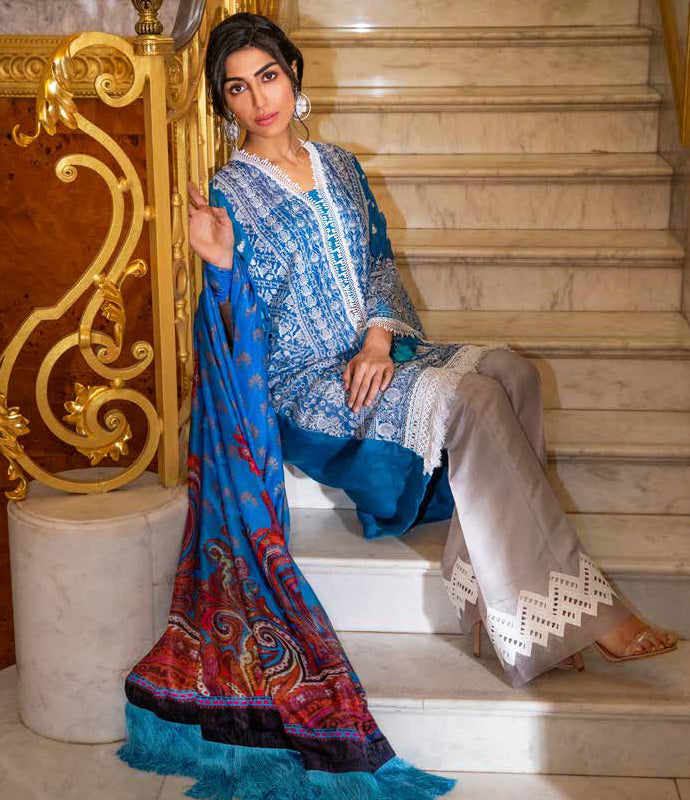 Blue Salwar Kameez-Suit - Sobia Nazir- Trendz & Traditionz Boutique