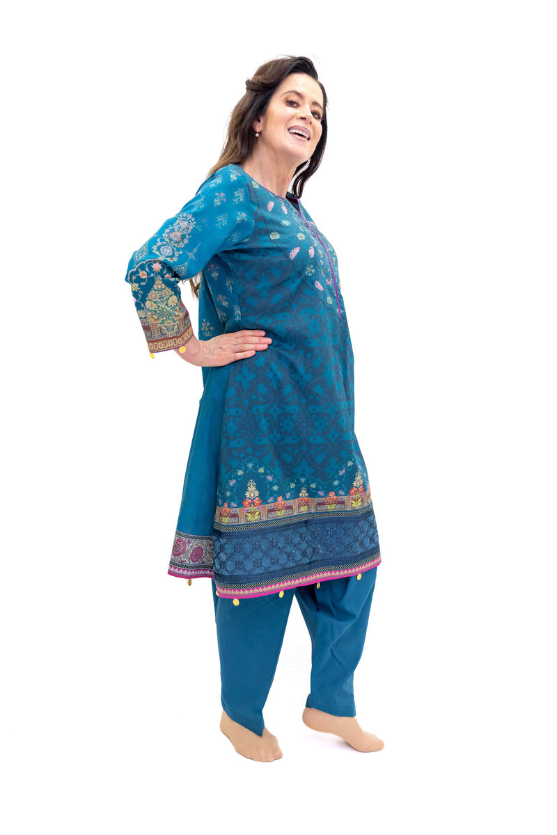 Ocean Blue Salwar Kameez-Suit - Maria B M.Prints 2019