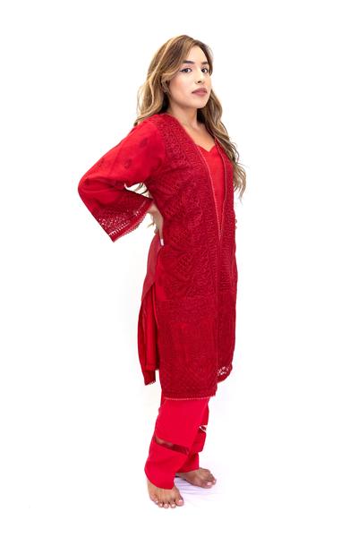 Red Net Salwar Kameez-Suit - Sobia Nazir Festive 2019