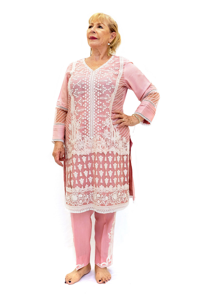 Pink Lace Salwar Kameez-Suit - Sobia Nariz Festive 2019 Collection