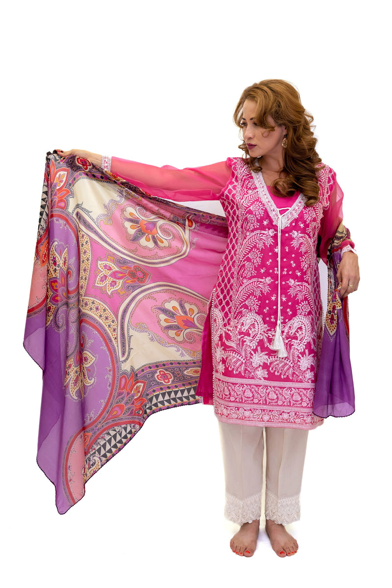 Pink Organza Salwar Kameez-Suit - Sobia Nazir Lawn 2019