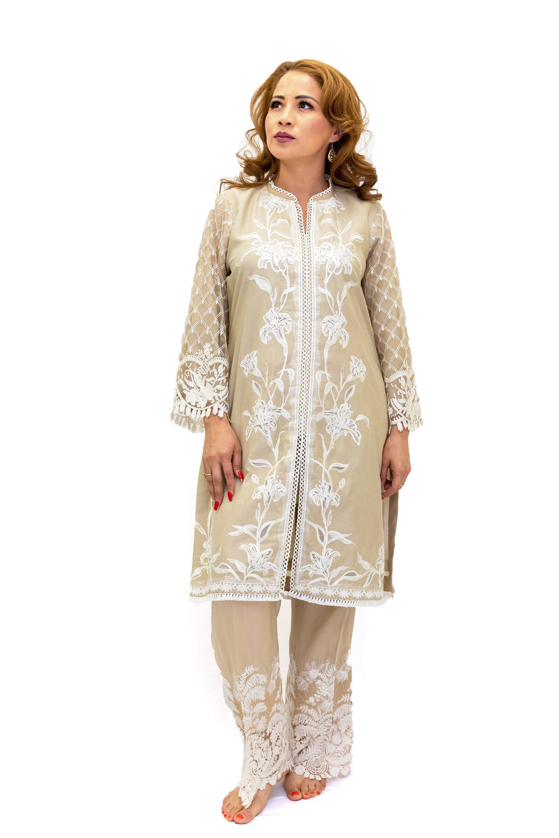Cream Lawn Salwar Kameez-Suit- Sobia Nazir Festive 2019