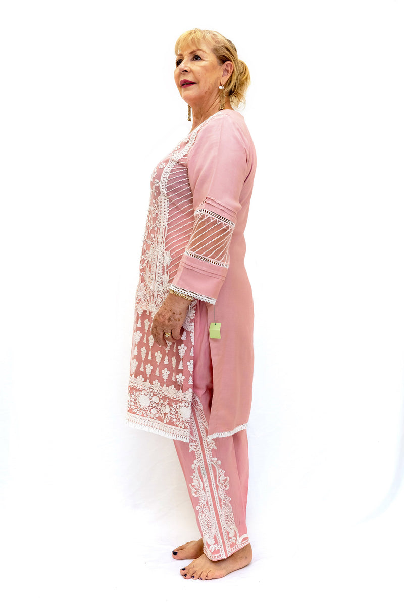 Pink Lace Salwar Kameez-Suit - Sobia Nariz Festive 2019 Collection