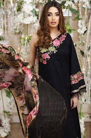Black Embroidery Cotton Suit-Salwar Kameez by Designer Zarqash- Trendz & Traditionz Boutique 